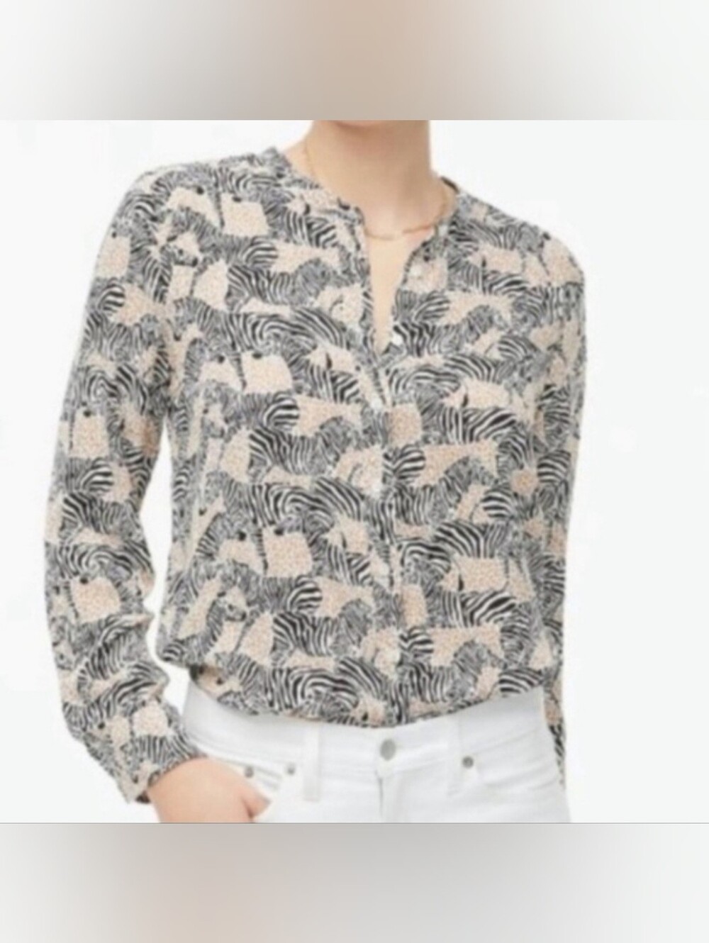 J. Crew Factory Zebra Blouse Shirt Top